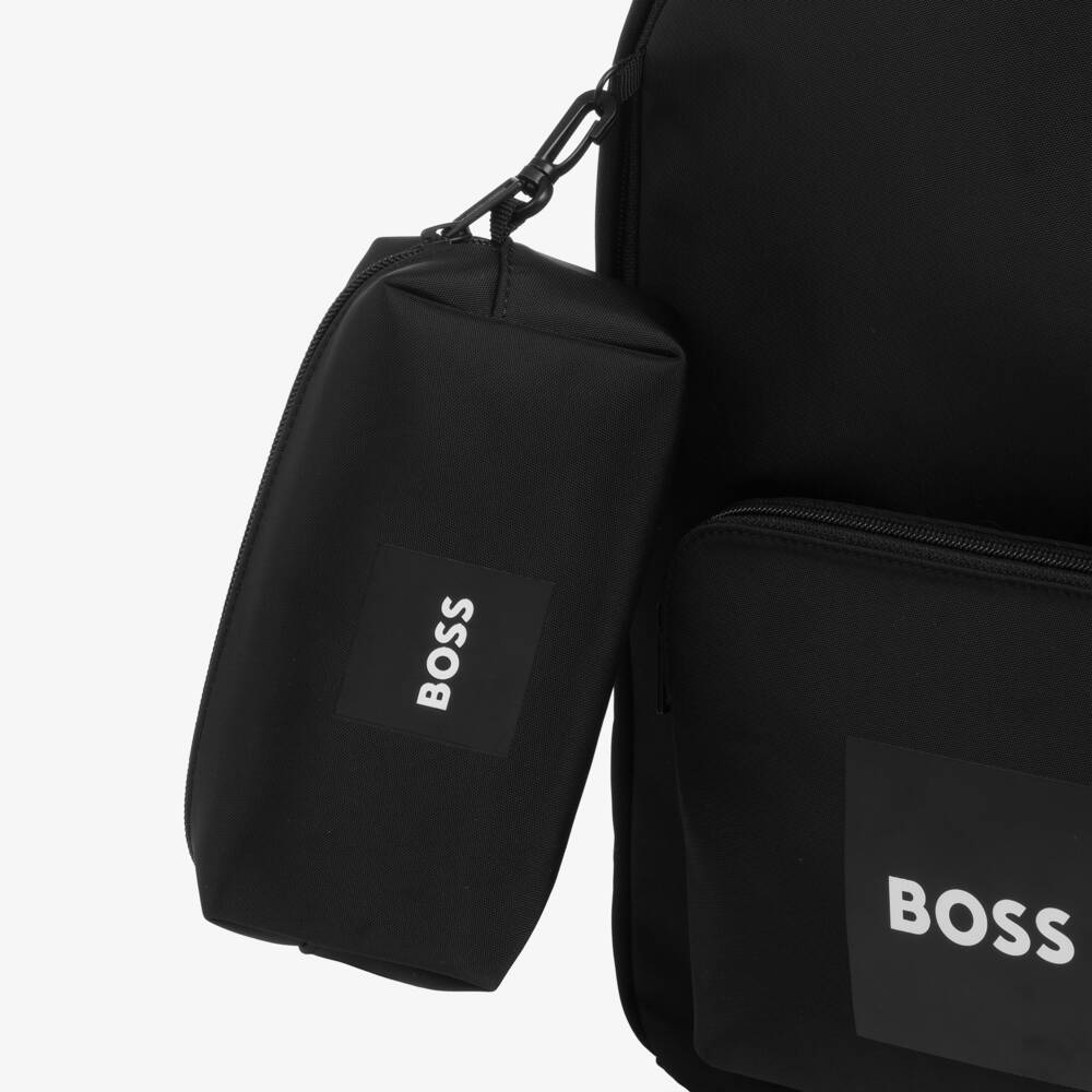BOSS-Boys Black Canvas Backpack & Pencil Case (38cm) | Childrensalon Outlet