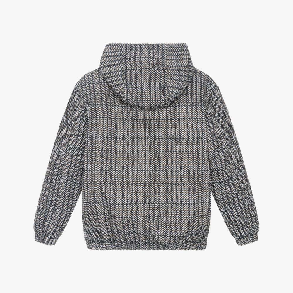 BOSS-Куртка с капюшоном в черную клетку для мальчиков | Childrensalon Outlet