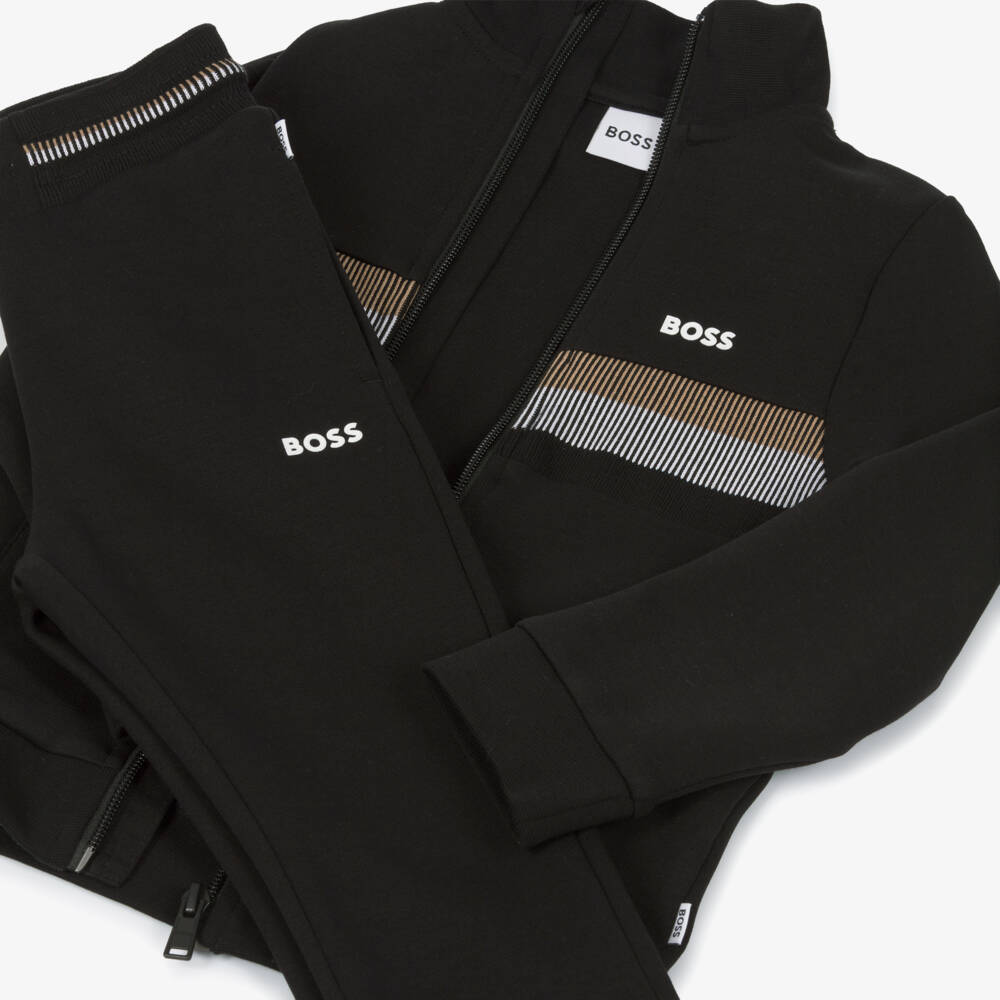 BOSS-Boys Black Colorblock Stripe Set | Childrensalon Outlet