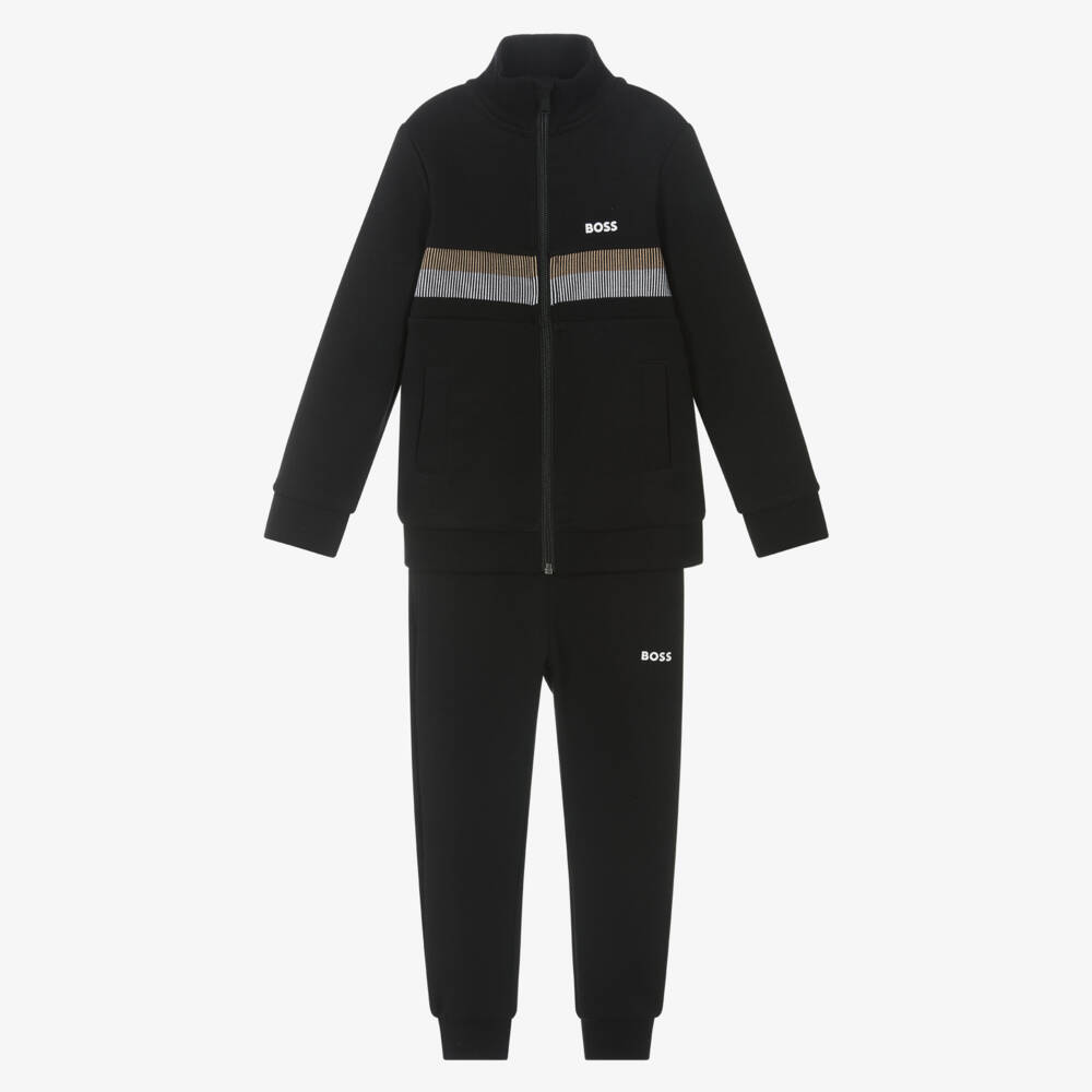 BOSS-Boys Black Colorblock Stripe Set | Childrensalon Outlet