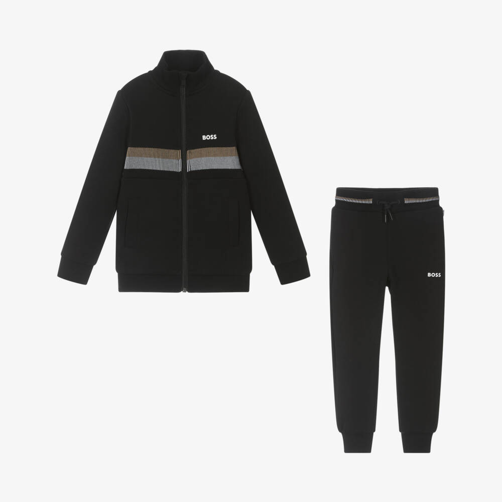 BOSS-Boys Black Colorblock Stripe Set | Childrensalon Outlet