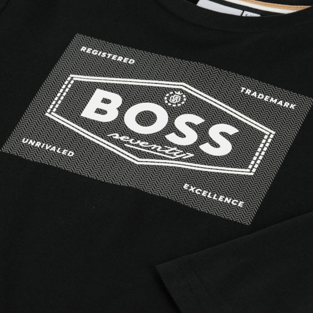 BOSS-Черный топ из хлопка Original 1977 для мальчиков | Childrensalon Outlet