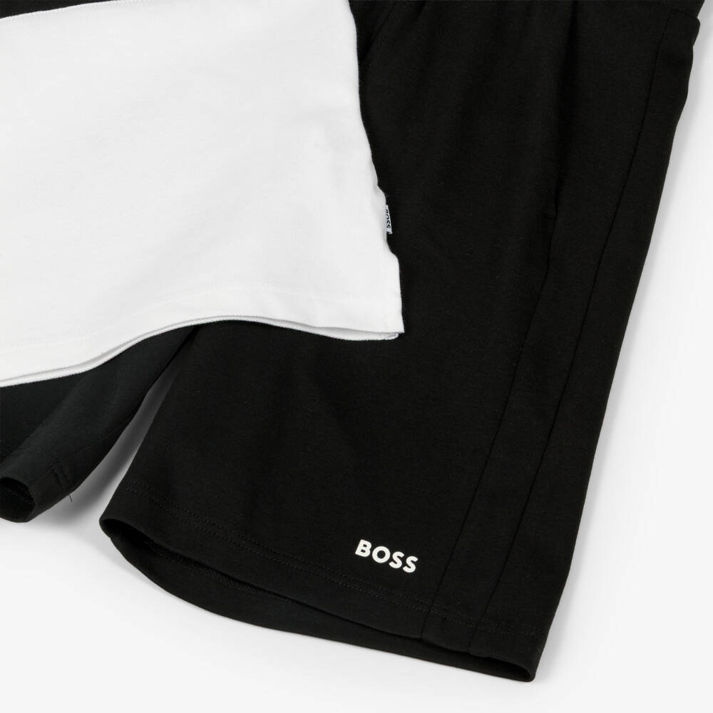 BOSS-Boys Black Cotton Bermuda Shorts Set | Childrensalon Outlet