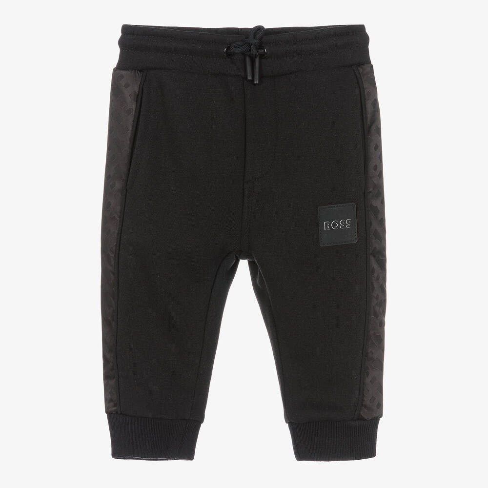 BOSS -  Boys Black Cotton Joggers | Childrensalon