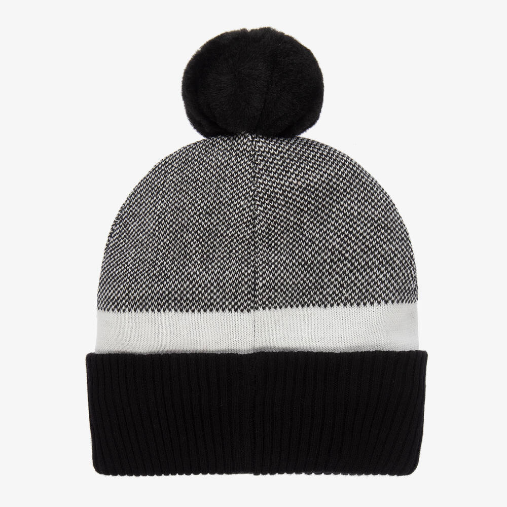 BOSS-Boys Black Cotton Knit Bobble Hat | Childrensalon Outlet