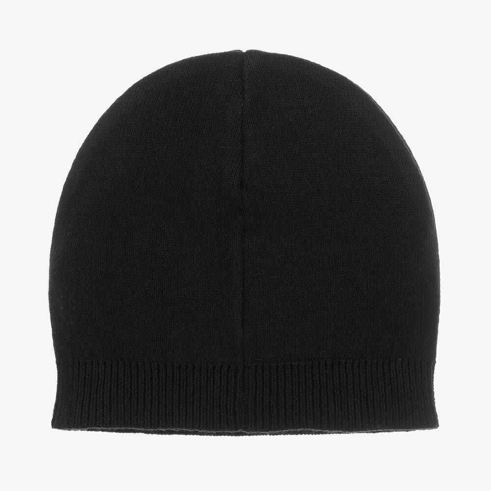 BOSS Bonnet noir en coton Garcon Childrensalon Outlet