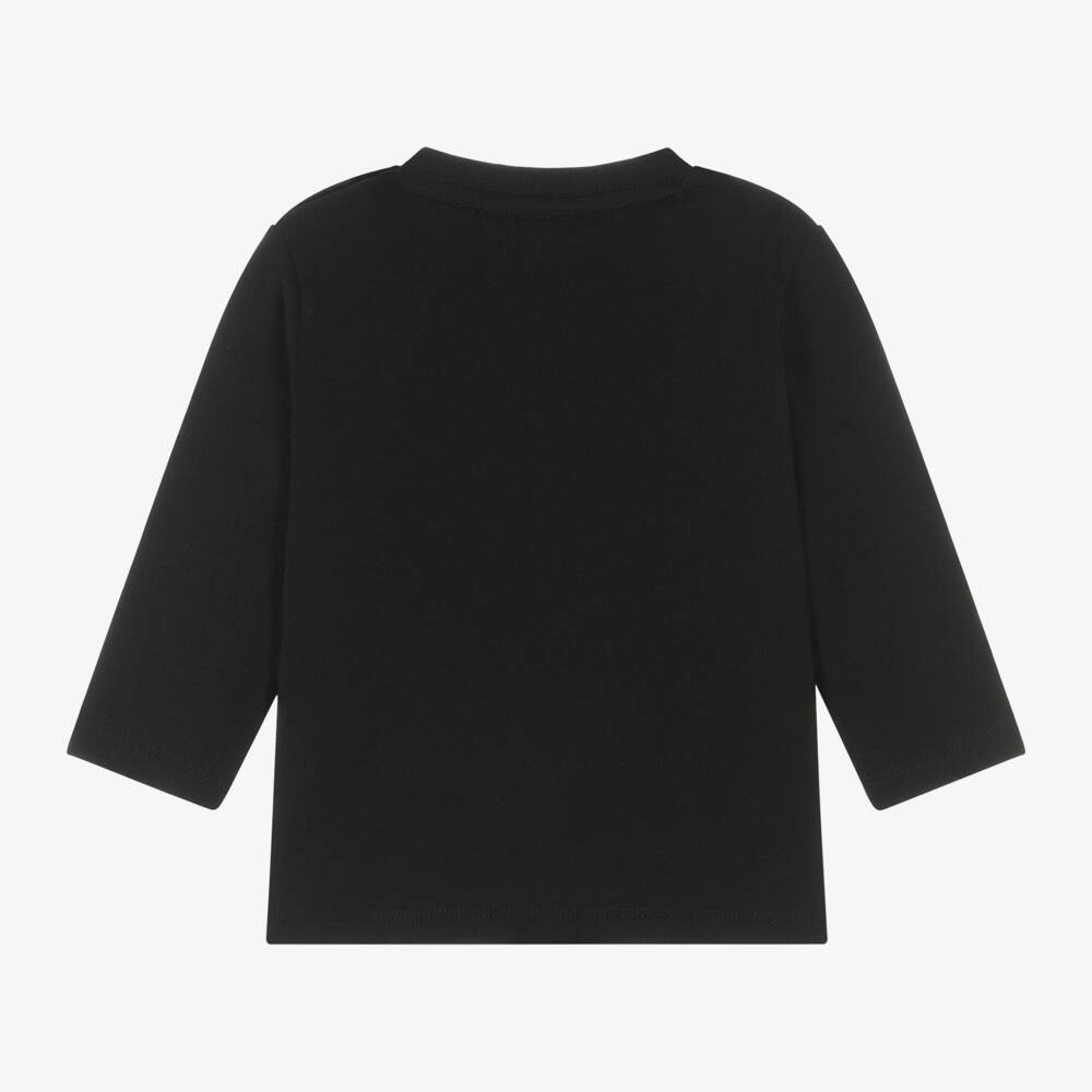 BOSS-Boys Black Cotton Long Sleeve Tee | Childrensalon Outlet