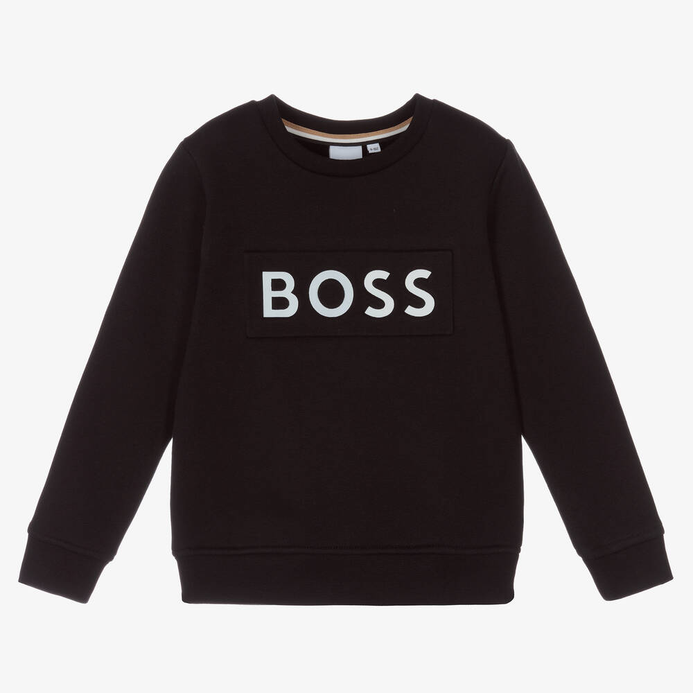 BOSS - Schwarzes Baumwoll-Sweatshirt (J) | Childrensalon