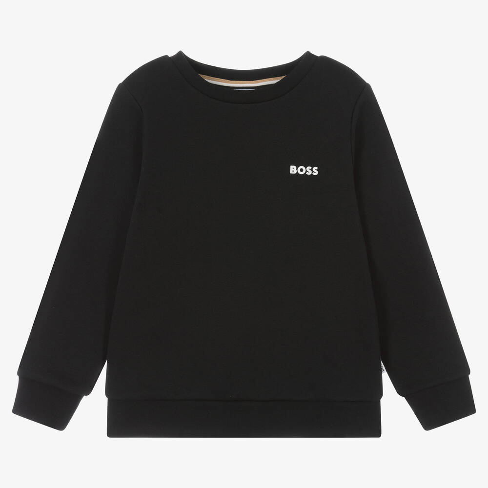 BOSS - Boys Black Cotton Sweatshirt | Childrensalon
