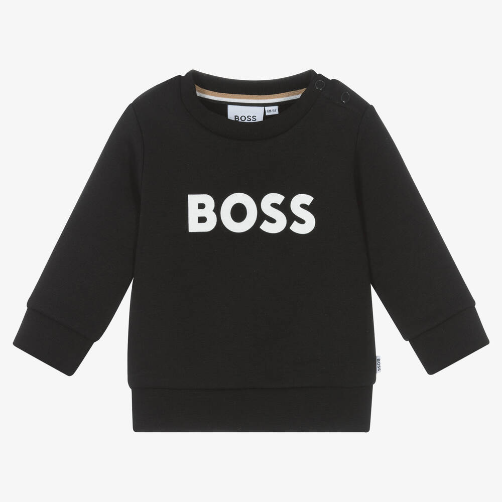 BOSS - Boys Black Cotton Sweatshirt | Childrensalon