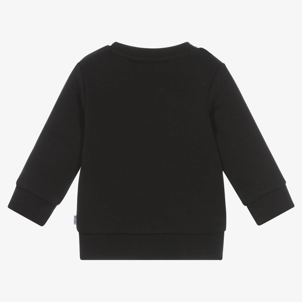 BOSS Boys Black Cotton Sweatshirt