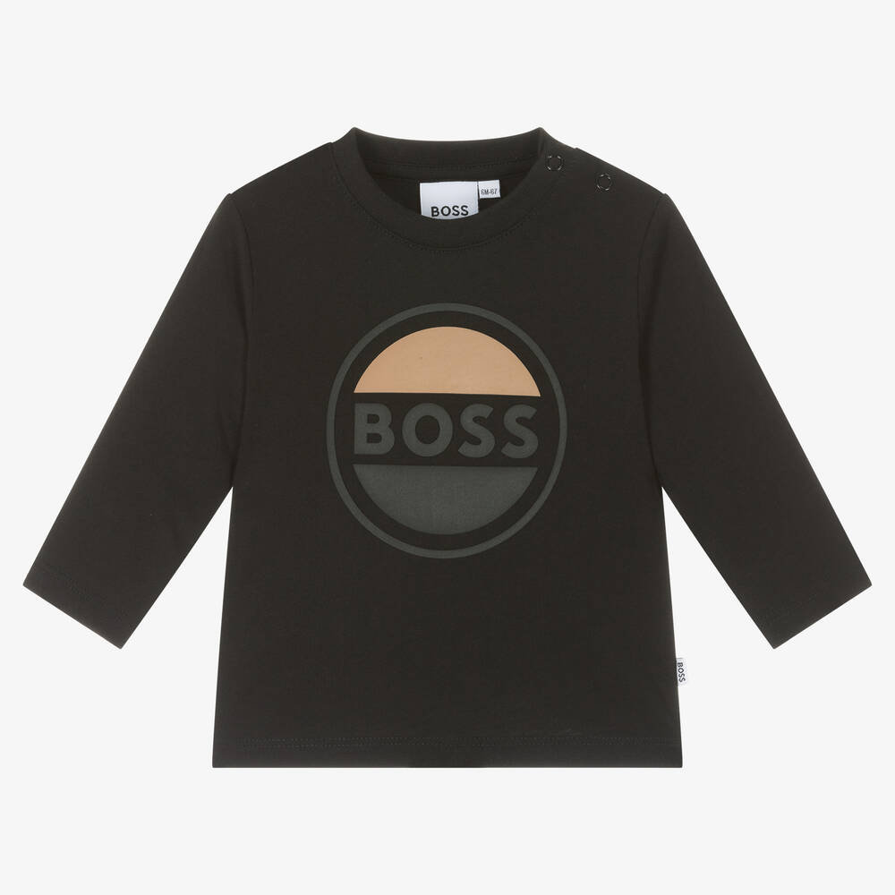 BOSS - Haut noir en coton garçon | Childrensalon