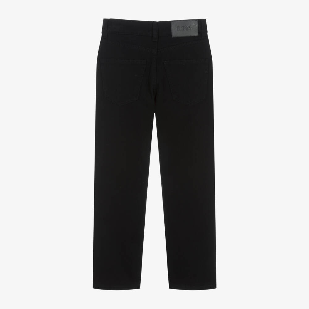 BOSS-Boys Black Cotton Twill Jeans | Childrensalon Outlet