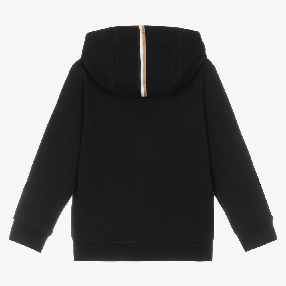 BOSS-Черная хлопковая худи на молнии | Childrensalon Outlet