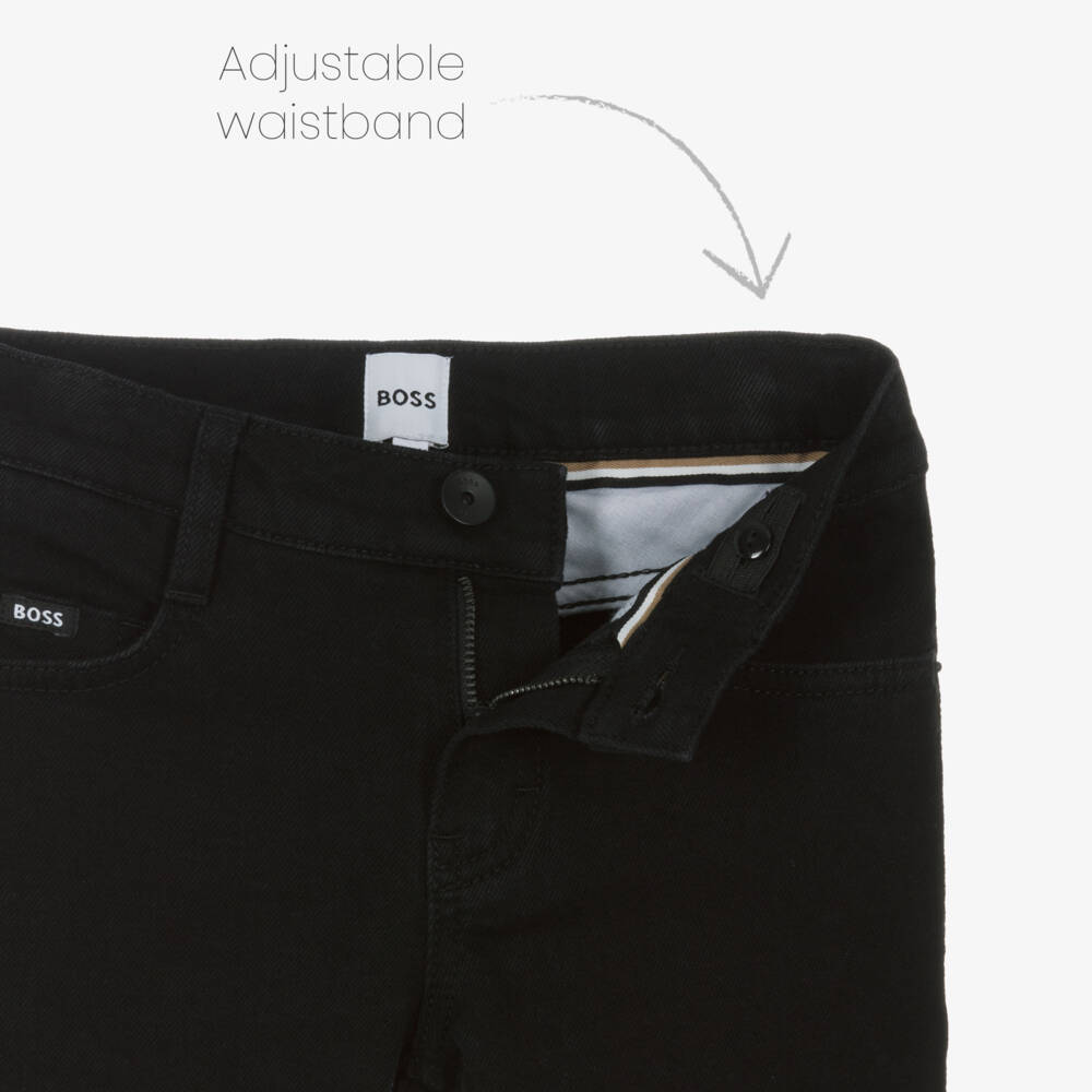 BOSS-Boys Black Denim Slim Fit Jeans | Childrensalon Outlet