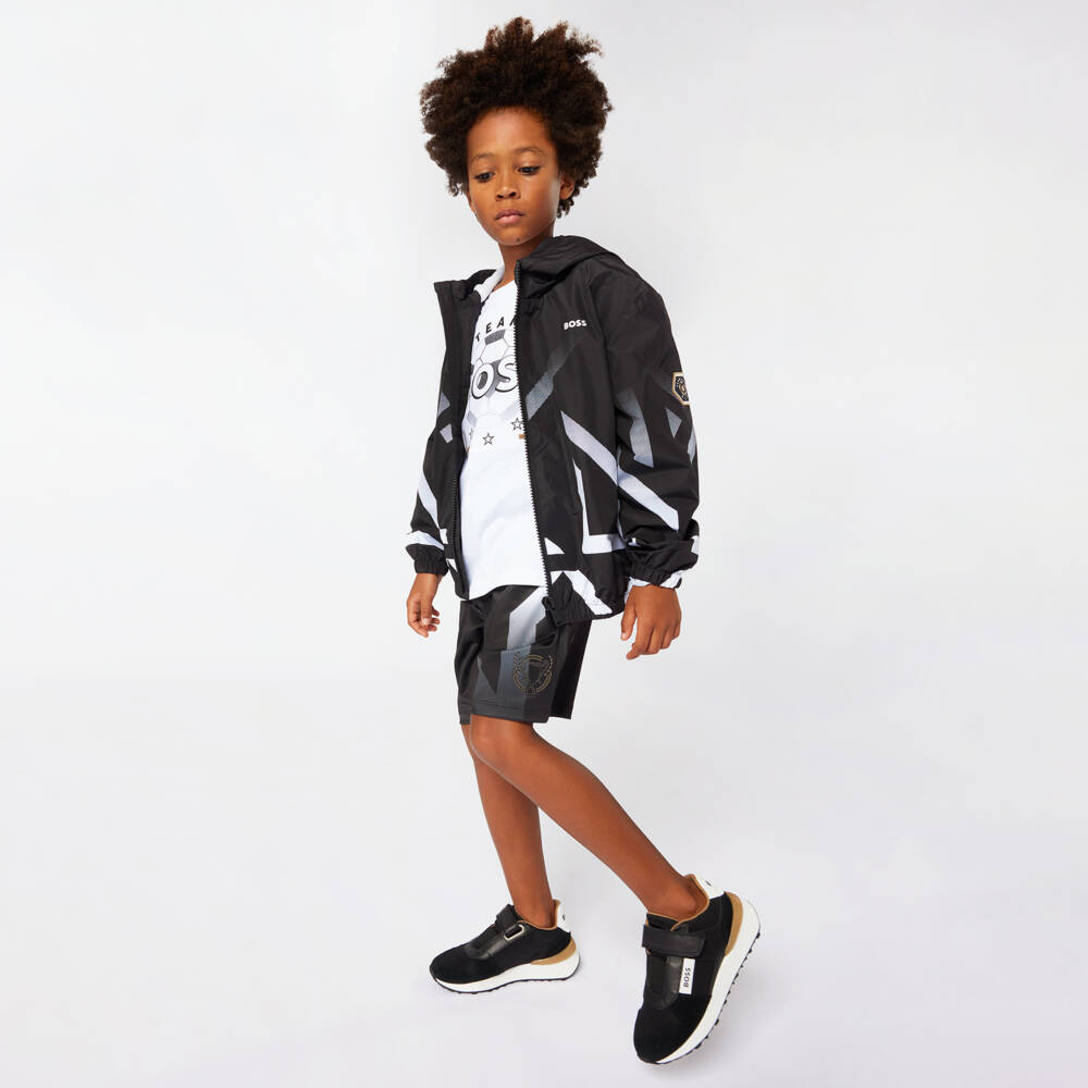 BOSS-Boys Black Football Shorts | Childrensalon Outlet