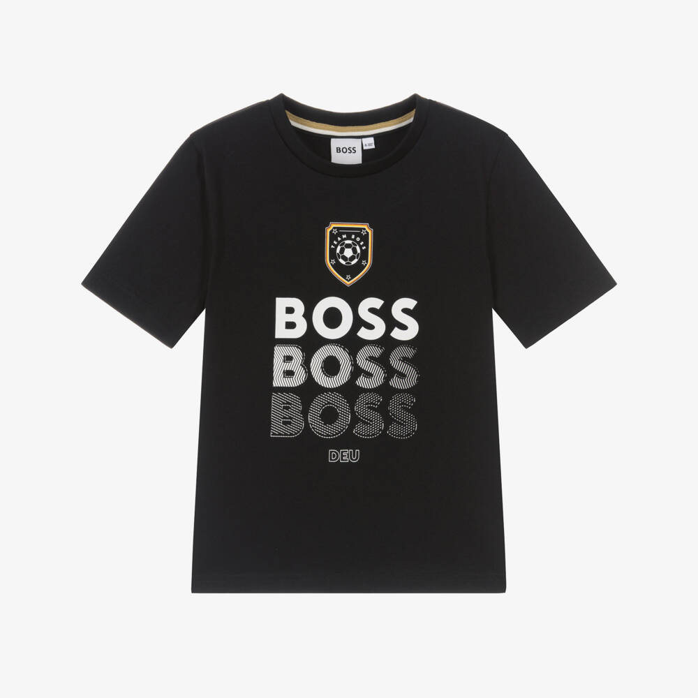 BOSS-Boys Black Germany Football T-Shirt | Childrensalon Outlet