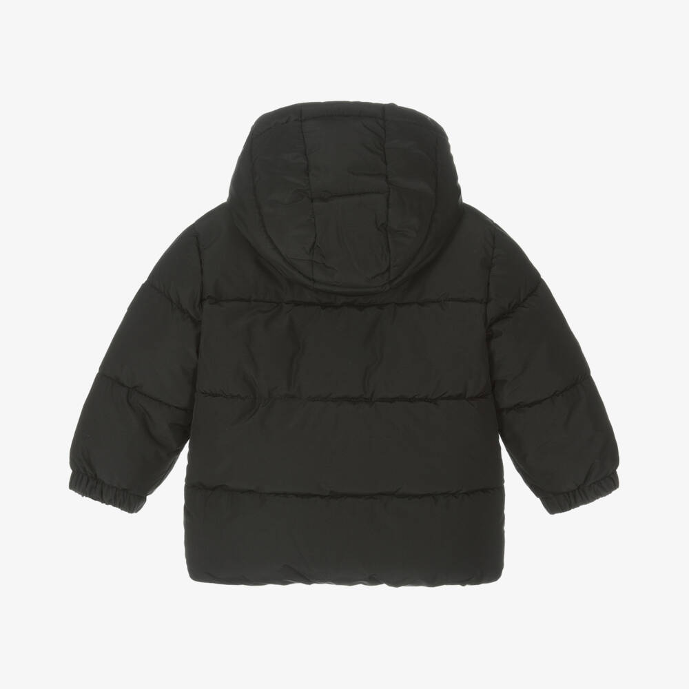 BOSS-Boys Black Hooded Puffer Jacket | Childrensalon Outlet
