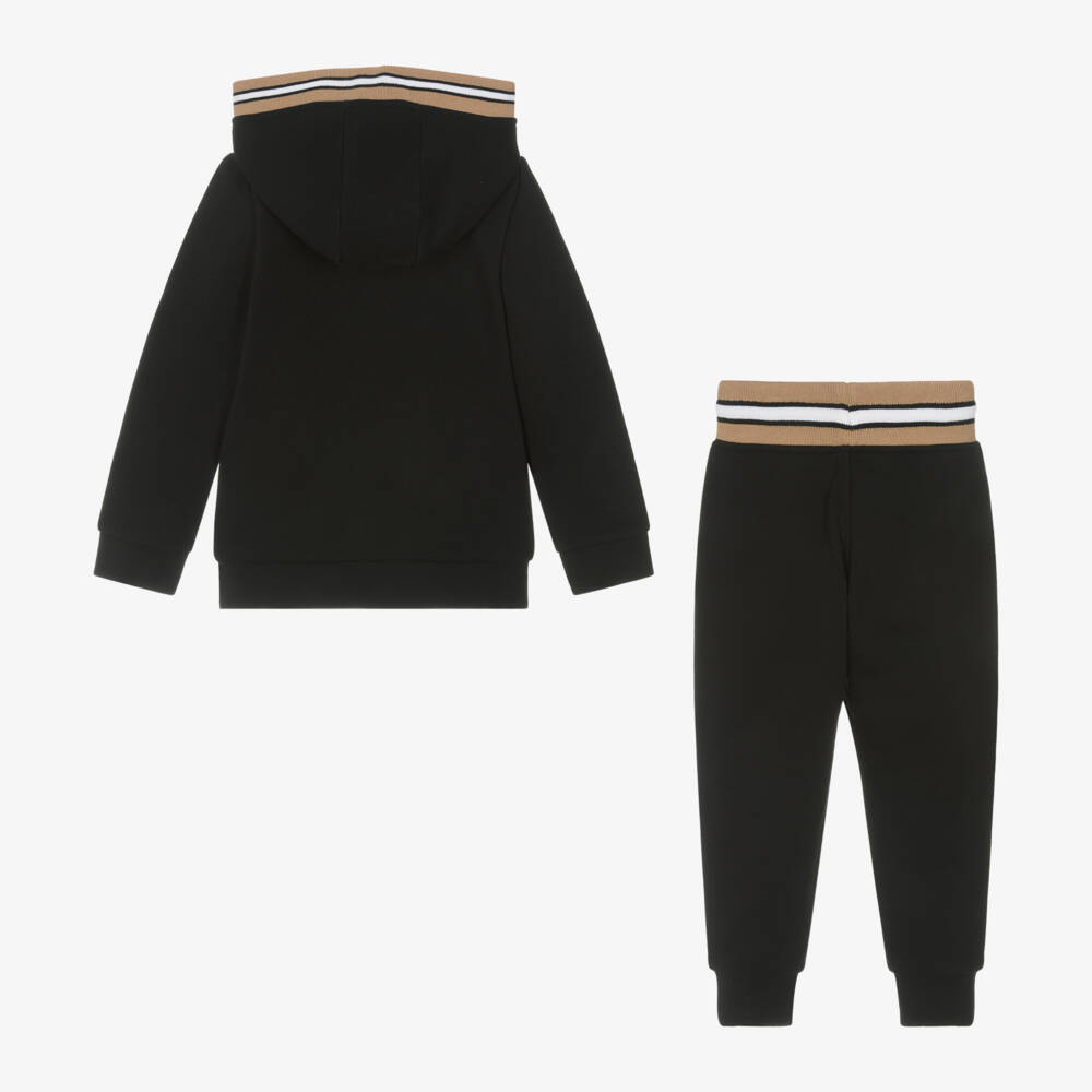 BOSS-Boys Black Hooded Tracksuit | Childrensalon Outlet