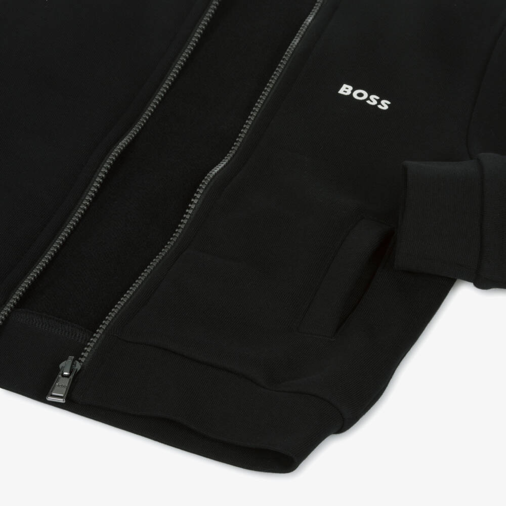 BOSS-Boys Black Hooded Tracksuit | Childrensalon Outlet