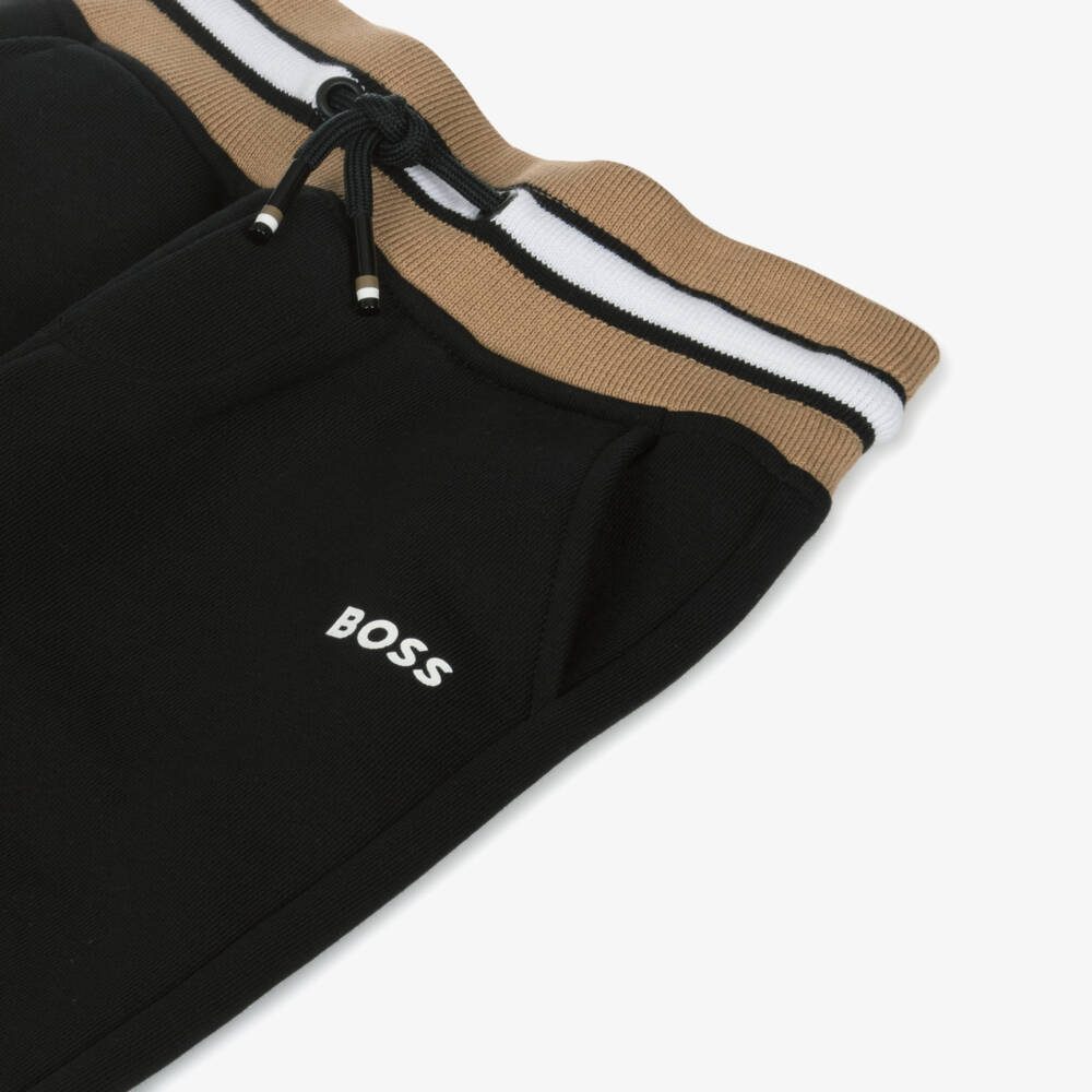 BOSS-Boys Black Hooded Tracksuit | Childrensalon Outlet