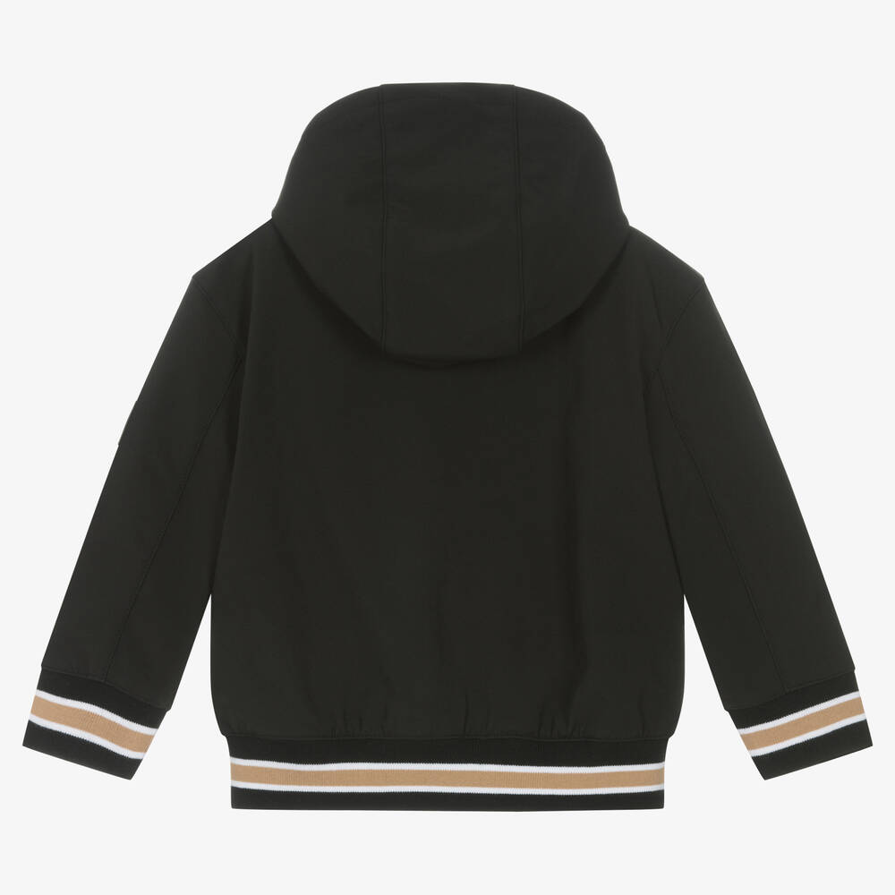 BOSS-Boys Black Hooded Windbreaker Jacket | Childrensalon Outlet
