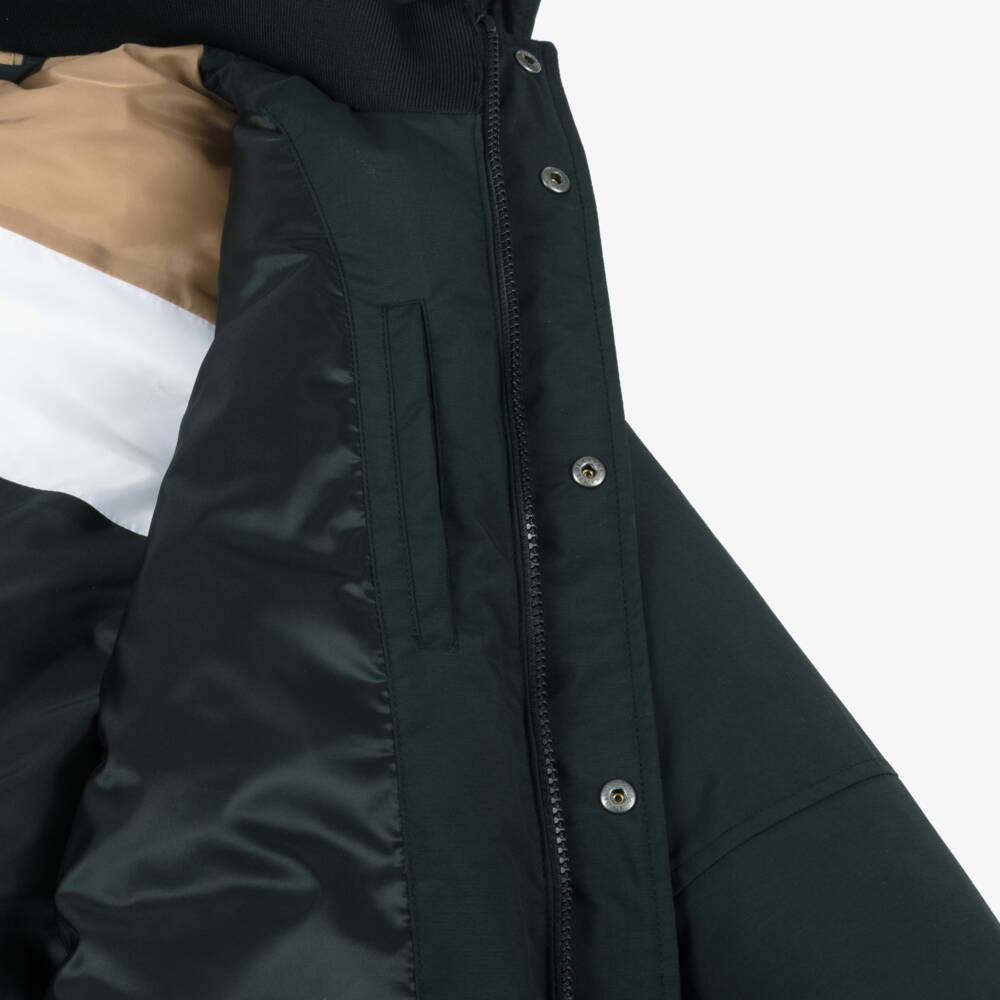 BOSS-Зимнее пальто с капюшоном черное для мальчиков | Childrensalon Outlet