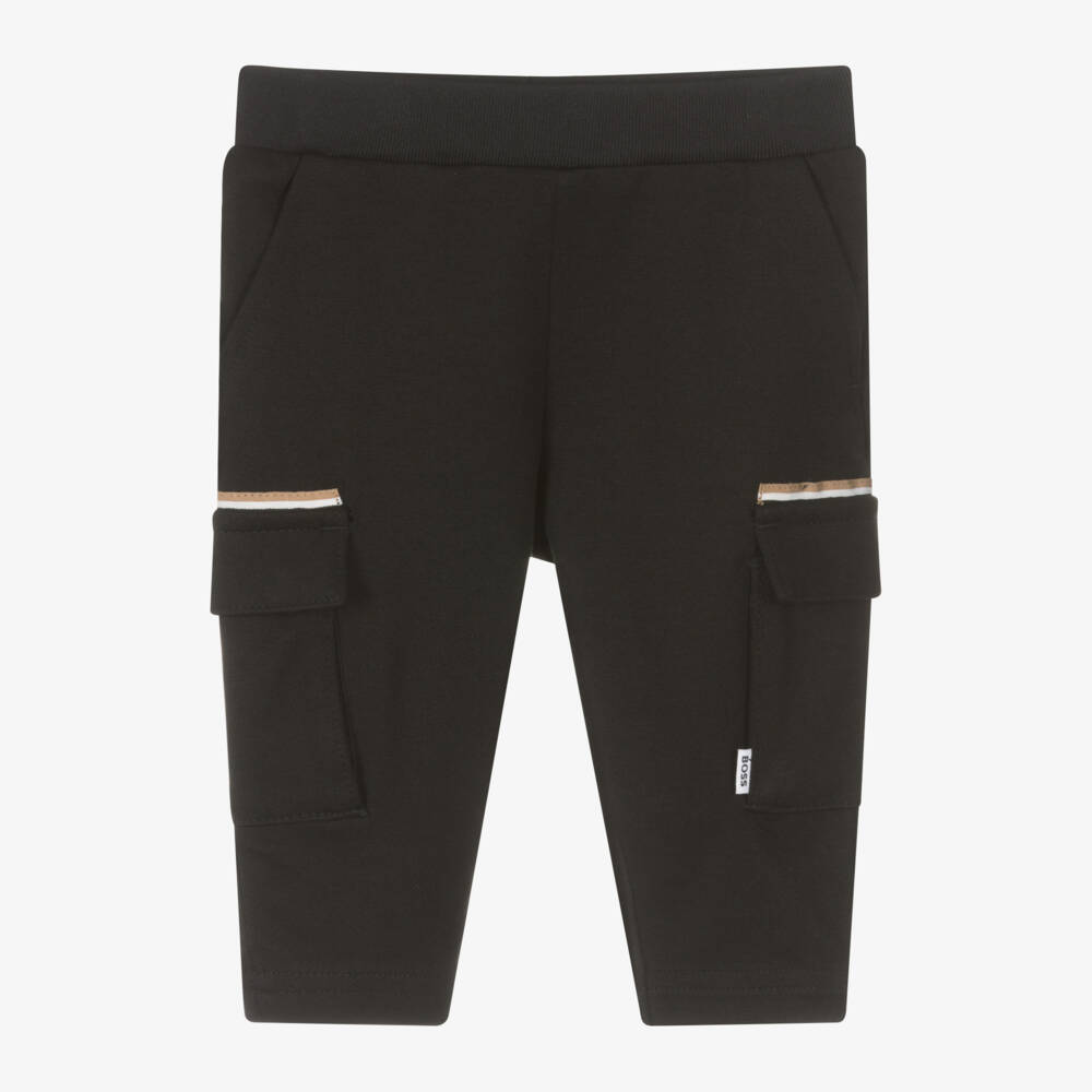 BOSS-Boys Black Jersey Cargo Pants | Childrensalon Outlet