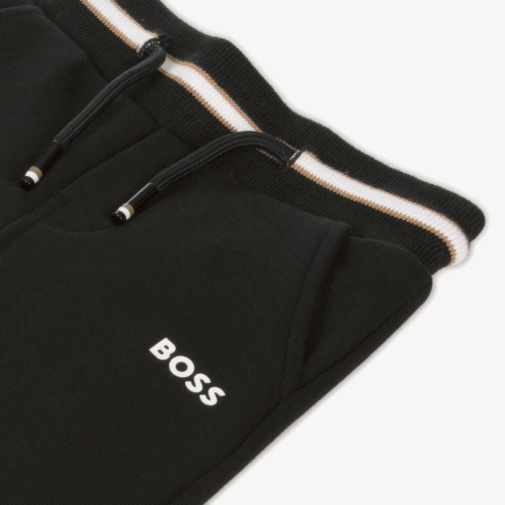 BOSS-بنطلون رياضي قطن لون أسود للأولاد | Childrensalon Outlet