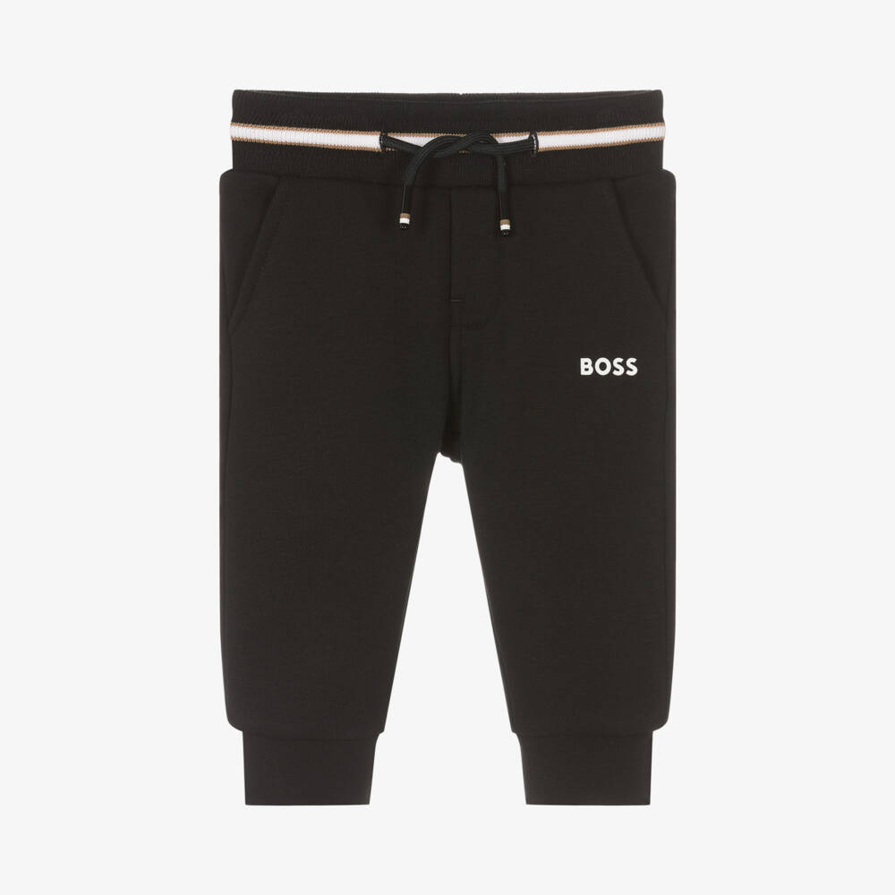 BOSS-Boys Black Jersey Joggers | Childrensalon Outlet