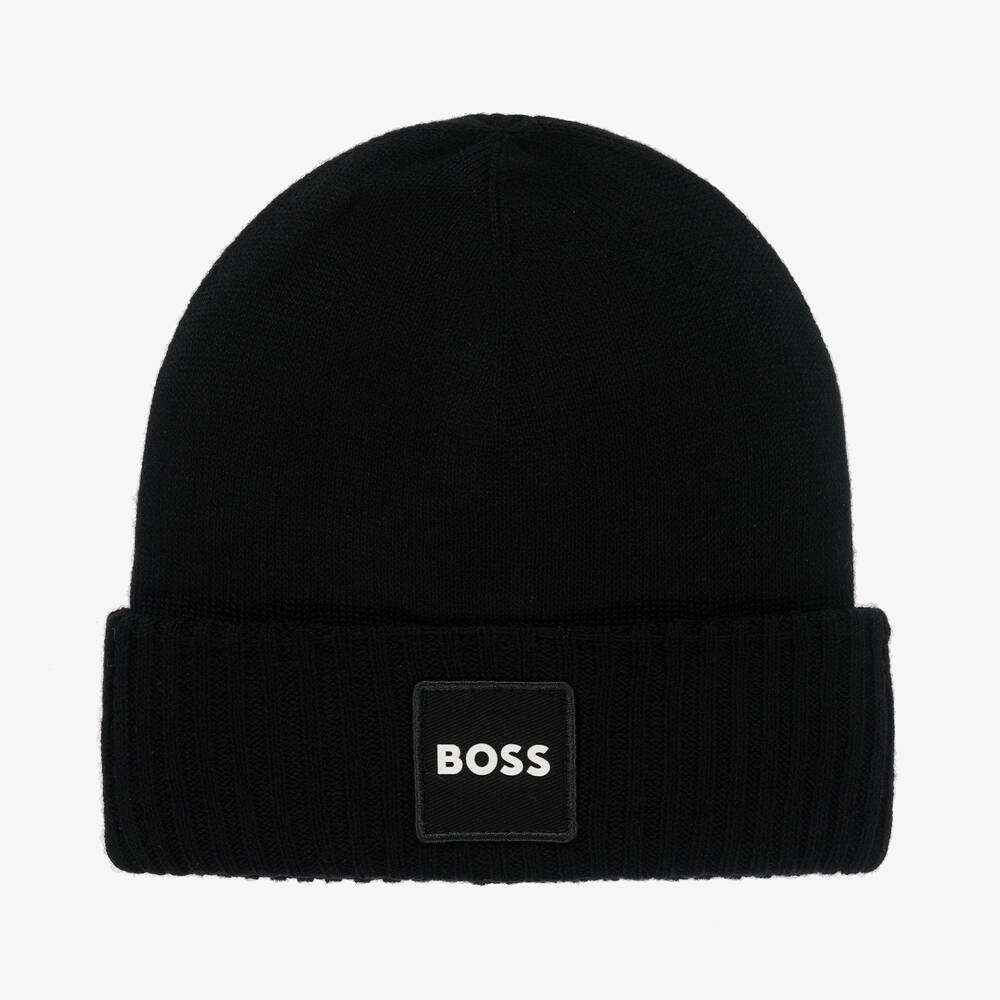 BOSS - Schwarze Strick-Beanie für Jungen | Childrensalon