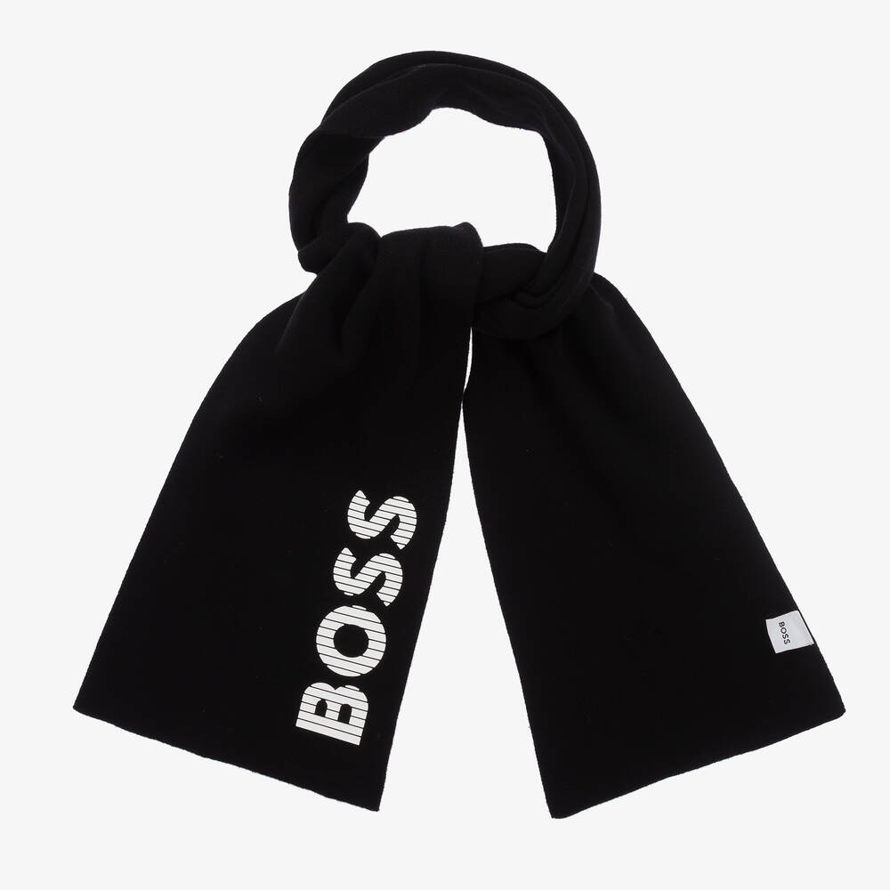 BOSS-Черный вязаный шарф для мальчиков | Childrensalon Outlet