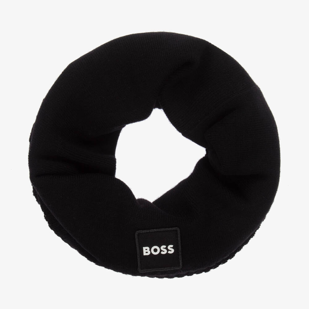 BOSS - Boys Black Knitted Snood | Childrensalon