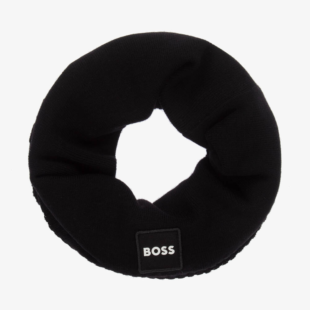 BOSS - Snood noir en maille garçon | Childrensalon