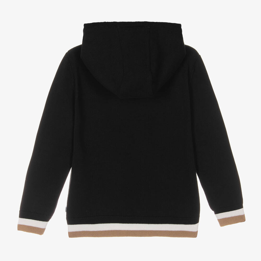 BOSS-Boys Black Knitted Zip-Up Top | Childrensalon Outlet
