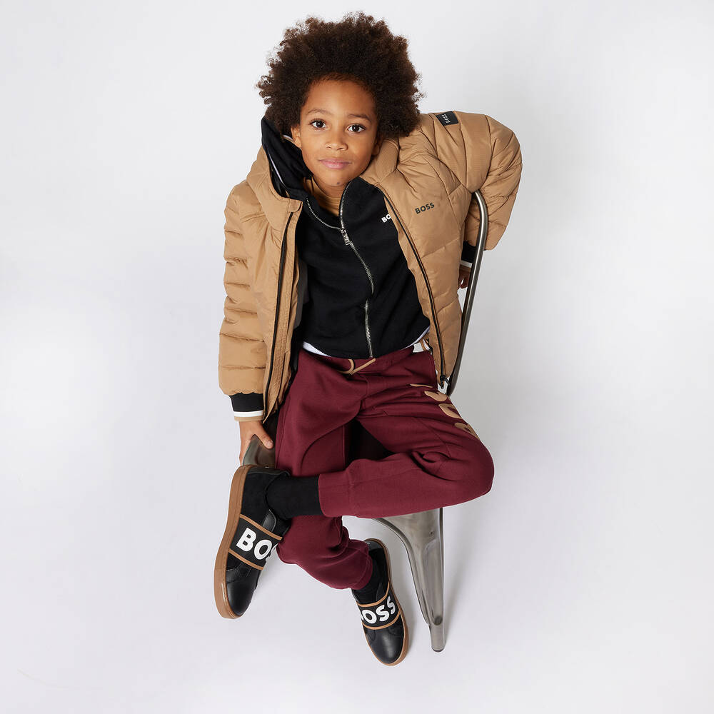 BOSS-Boys Black Knitted Zip-Up Top | Childrensalon Outlet