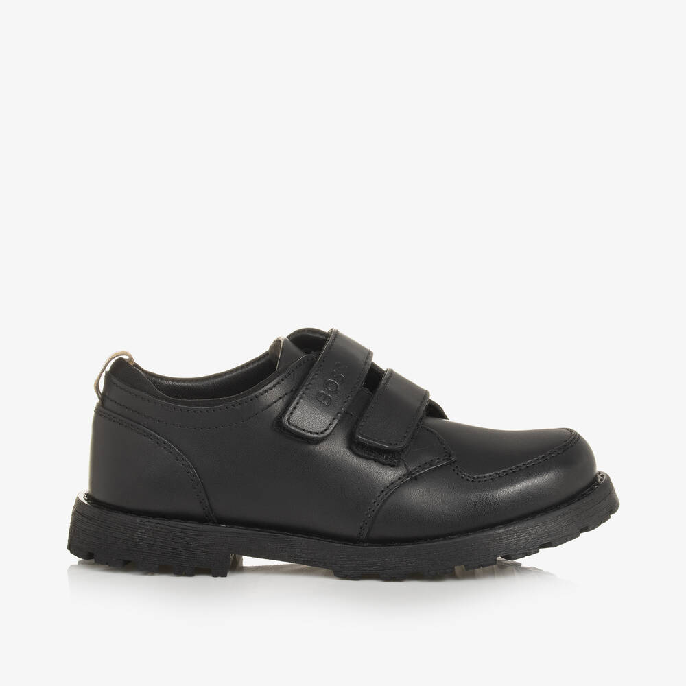 BOSS-Boys Black Leather Shoes | Childrensalon Outlet