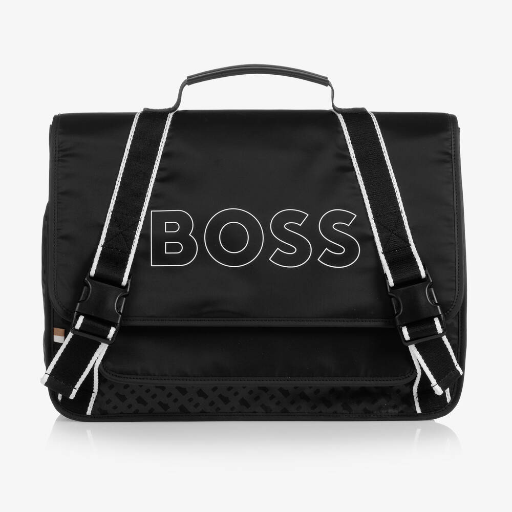 BOSS - Boys Black Logo Backpack (40cm) | Childrensalon