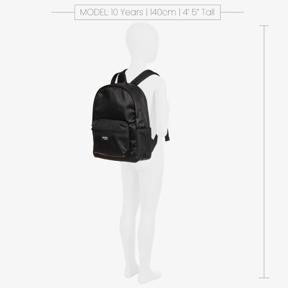 BOSS-Boys Black Logo Backpack 40cm | Childrensalon Outlet