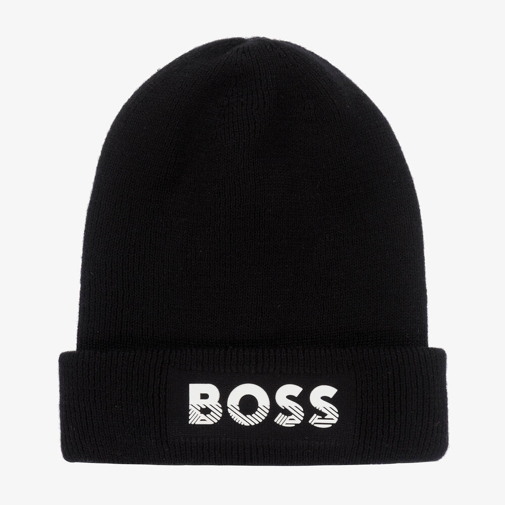 BOSS-Черная вязаная шапка для мальчиков | Childrensalon Outlet