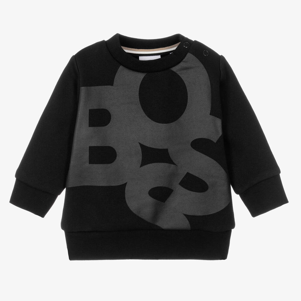 BOSS - Boys Black Logo Sweatshirt | Childrensalon