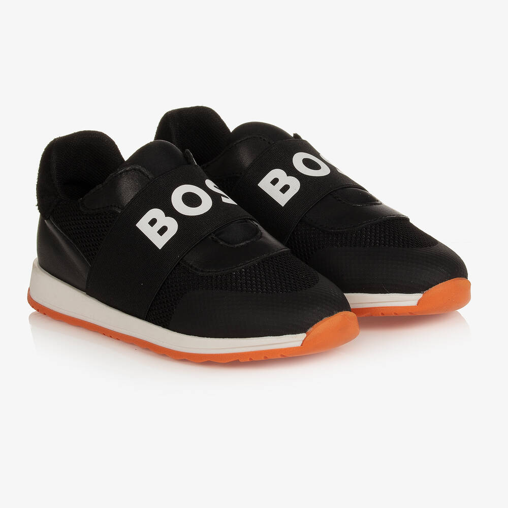 BOSS - Boys Black Logo Trainers | Childrensalon