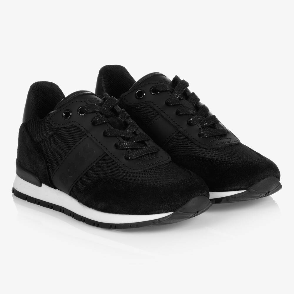 BOSS - Boys Black Logo Trainers | Childrensalon