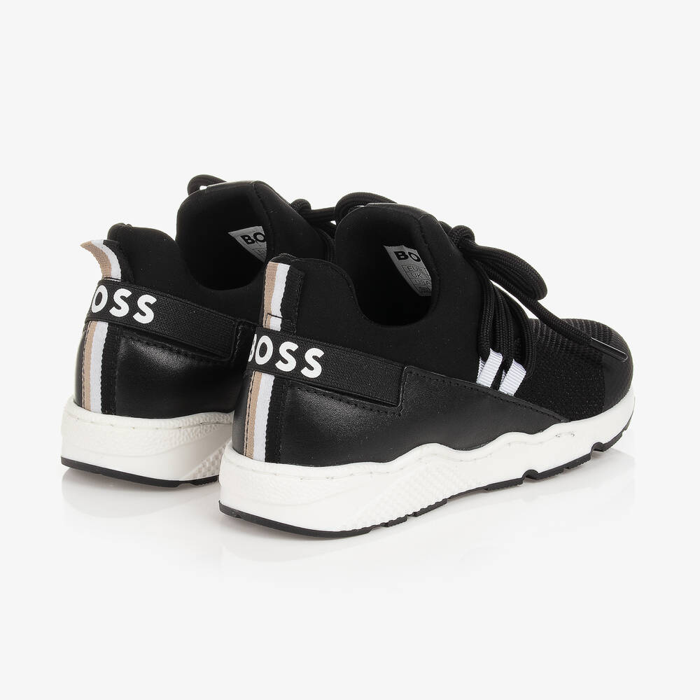 BOSS Boys Black Logo Trainers Childrensalon Outlet