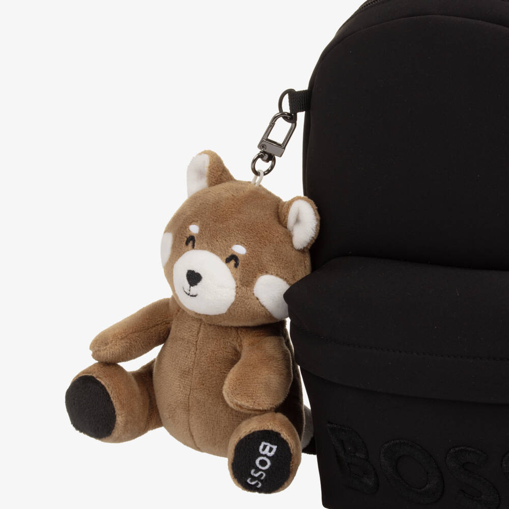 BOSS-Boys Black Mini Backpack with Red Panda Charm | Childrensalon Outlet