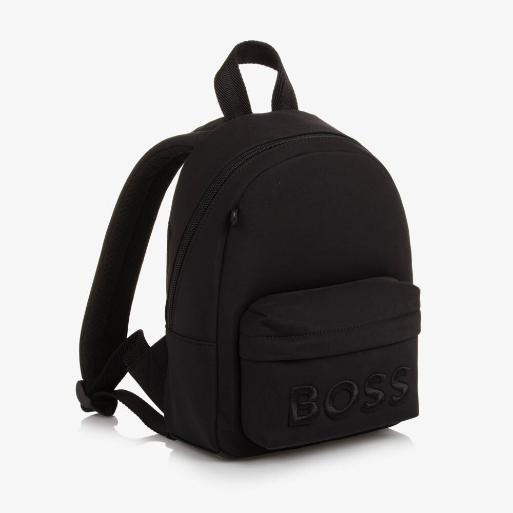 BOSS-Boys Black Mini Backpack with Red Panda Charm | Childrensalon Outlet