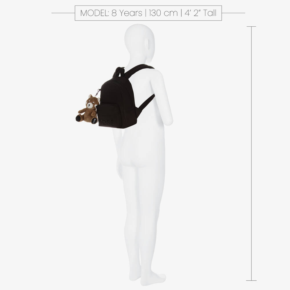 BOSS-Boys Black Mini Backpack with Red Panda Charm | Childrensalon Outlet