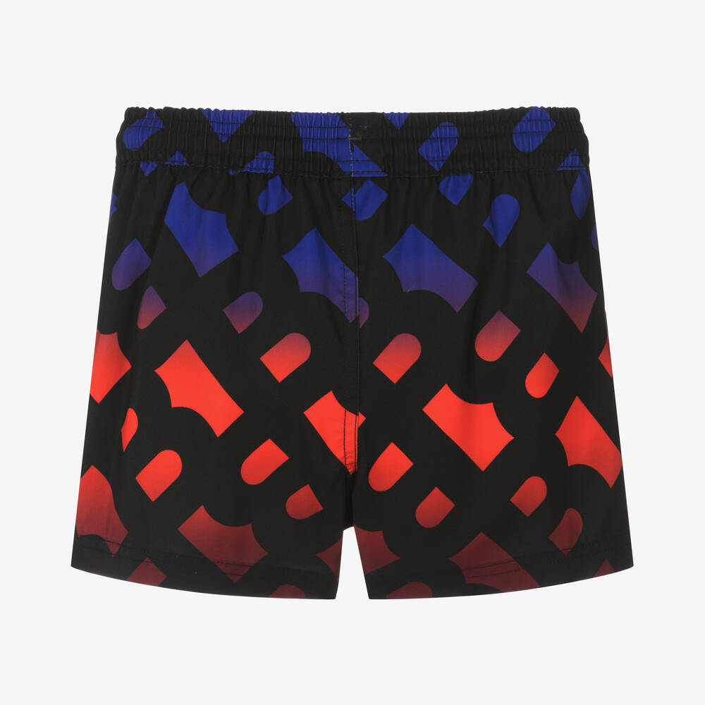 BOSS-شورت سباحة بطبعة مونوغرام لون أسود للأولاد | Childrensalon Outlet