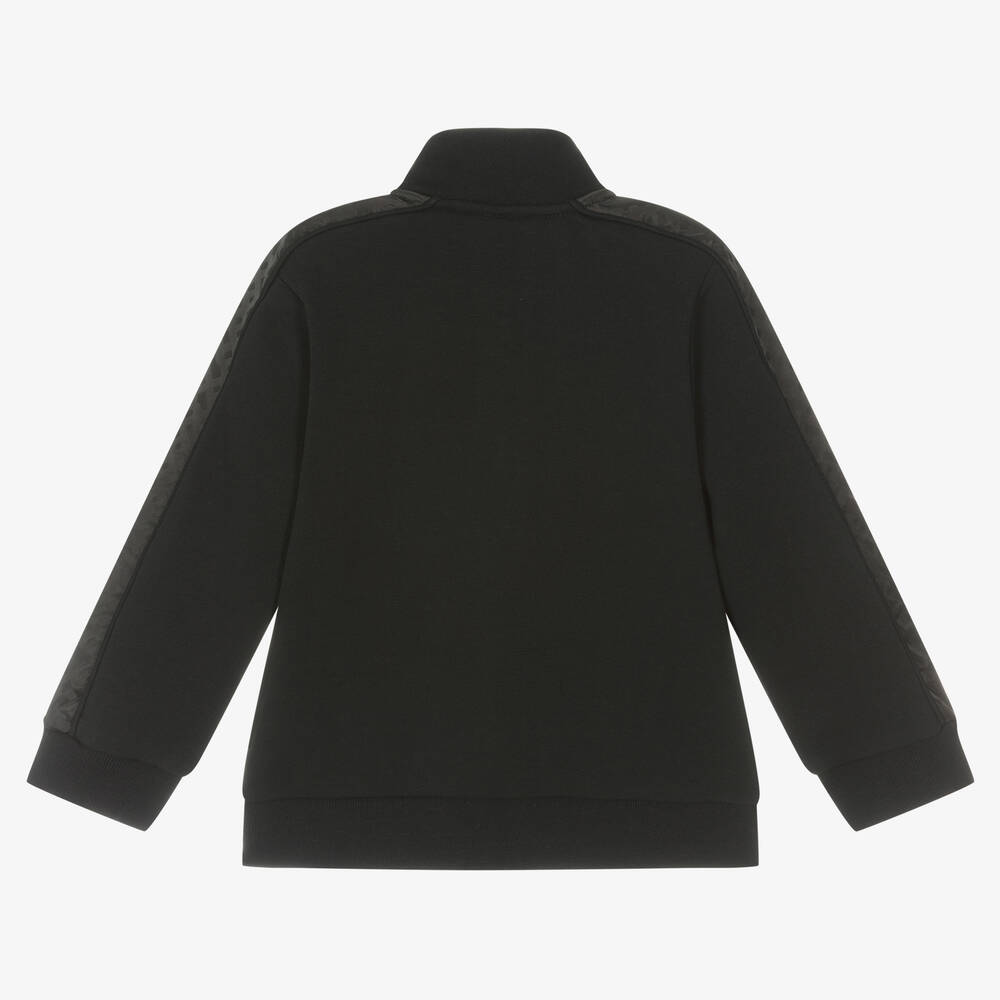 BOSS-Boys Black Monogram Zip-Up Top | Childrensalon Outlet