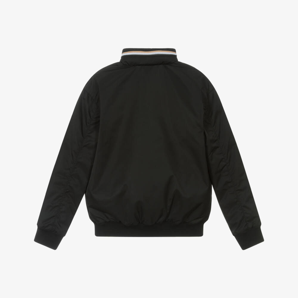 BOSS-Boys Black Padded Jacket with Fold-Away Hood | Childrensalon Outlet